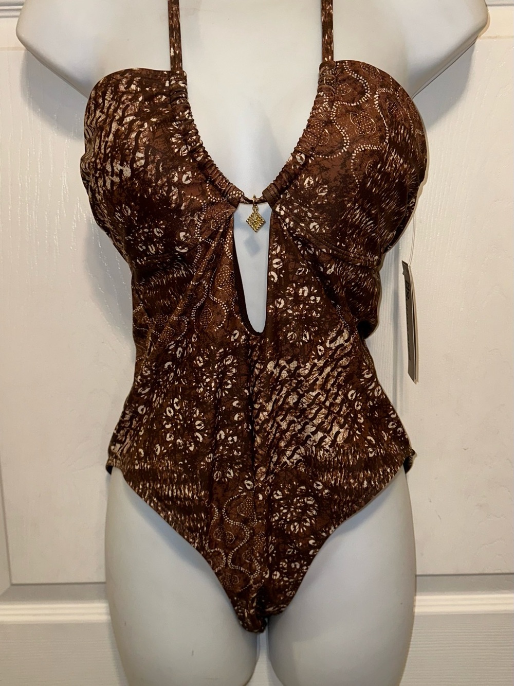 No Boundaries Boho Brown Printed One-Piece Swimsuit